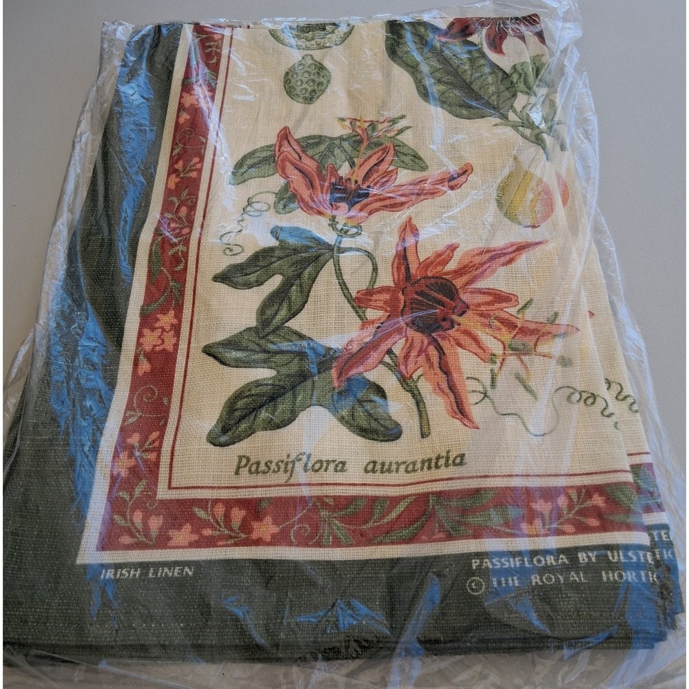 Vtg Ulster Weavers Passiflora Irish Linen Tea Towels Royal Horticultural Society